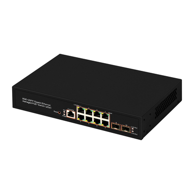 8 porte Gigabit Managed PoE Switch SFP Fibra ottica 120W Budget AC Input Realtek Chip