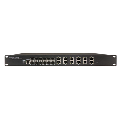1U Rack 24 porte Gigabit L2 gestito Interruttore POE di rete industriale con 12 RJ45+12 SFP