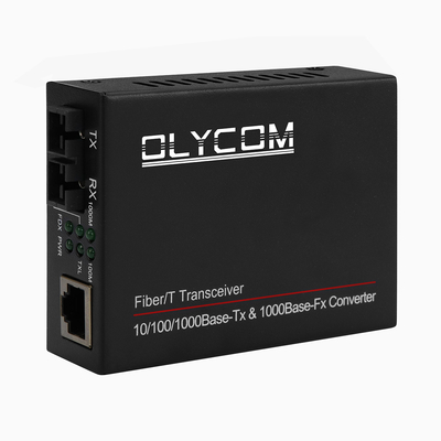 Convertitore multimediale in fibra con connettore SC monomodale in fibra doppia gigabit OEM ODM 10/100/1000M 60KM
