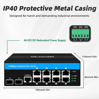 10 porte Gigabit 10/100/1000mbps L2 gestito POE Switch con 2 Sfp per esterni
