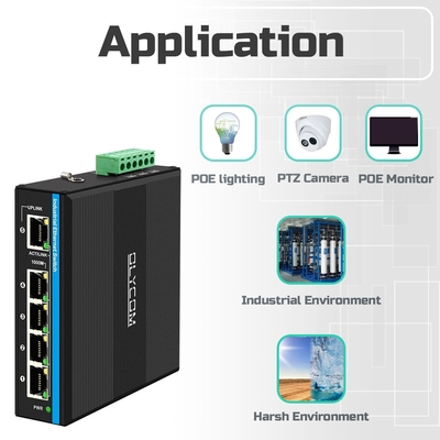 5 porte amplificatore di tensione gigabit 12-48VDC di ingresso interruttore di rete POE industriale