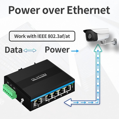 5 porte amplificatore di tensione gigabit 12-48VDC di ingresso interruttore di rete POE industriale