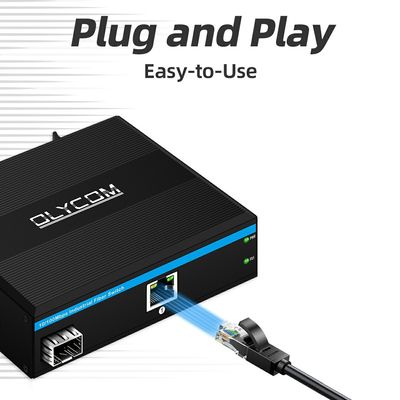 SFP Fiber Media Converter 10 100Mbps Non gestito DIN Rail Wall Mounted Small Case