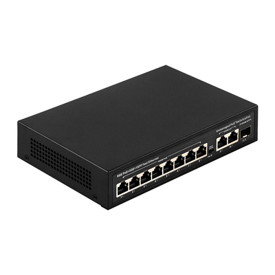 Switch POE non gestito da 120 W 8 PoE 10/100/1000 Mbps + 2 LAN 10/100/1000 Mbps + 1 SFP 100/1000 M