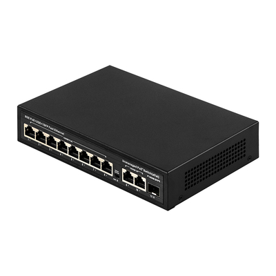 Switch POE non gestito da 120 W 8 PoE 10/100/1000 Mbps + 2 LAN 10/100/1000 Mbps + 1 SFP 100/1000 M