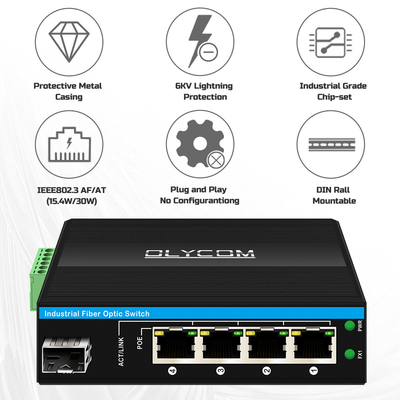 5 porte Gigabit Unmanaged POE Switch DC48-52V Switch Ethernet di alimentazione per uso esterno