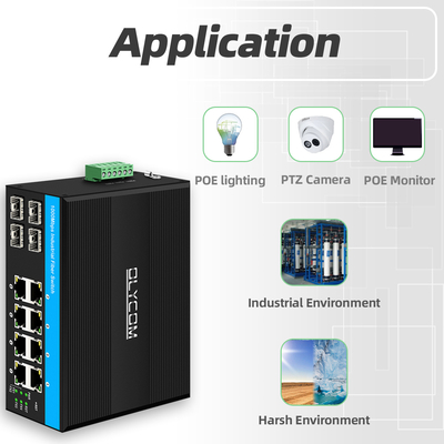 Interruttore Ethernet PoE industriale a 12 porte Gigabit IEEE 802.3af/at RJ45 DIN Interruttore di installazione ferroviaria