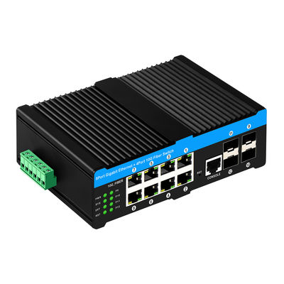 10G Industrial POE Switch con 8 porte POE Gigabit e 4 10G SFP Uplink - Protezione da sovratensioni 6KV L2 Managed Network Switch