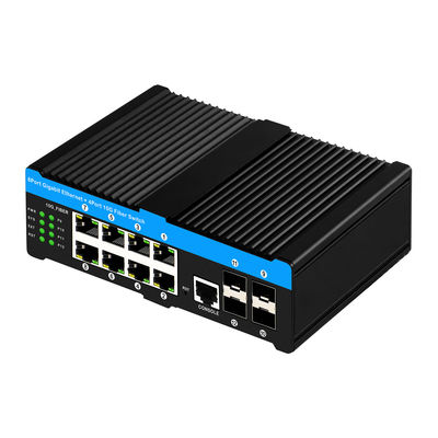 10G Industrial POE Switch con 8 porte POE Gigabit e 4 10G SFP Uplink - Protezione da sovratensioni 6KV L2 Managed Network Switch