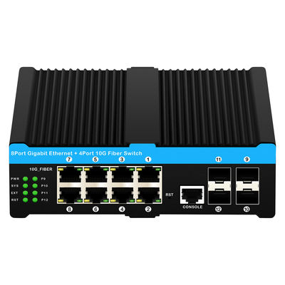 10G Industrial POE Switch con 8 porte POE Gigabit e 4 10G SFP Uplink - Protezione da sovratensioni 6KV L2 Managed Network Switch