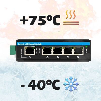 Mini 5 Port Industrial Ethernet Switch con protezione da sovratensioni 6KV e ampio range di temperatura per ambienti difficili