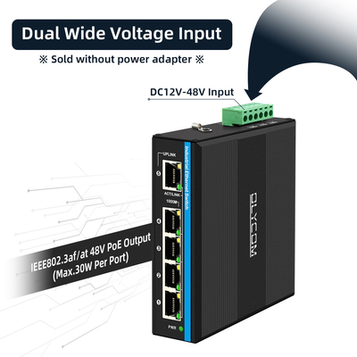 Energia solare UPS PoE Switch Gigabit Network 120W DC12V/DC24V/DC48V Input Non gestito