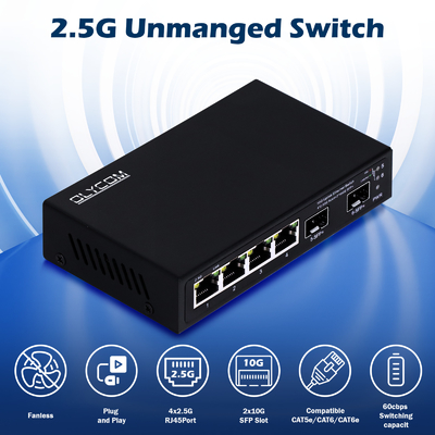 6 porte 10g switch Ethernet a fibra 4* 2.5G RJ45 + 2* 10G SFP+ supporto OEM/ODM