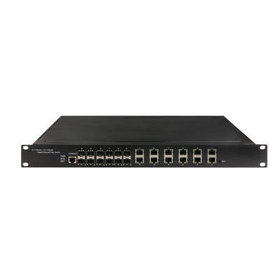 1U Rack Gigabit 24 port gestito Ethernet POE switch con 12 RJ45+12 SFP AC100-240V input switch industriale
