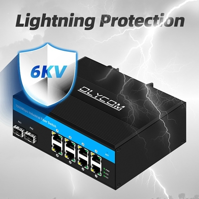 commutabile industriale Gigabit 8 porte din rail Ethernet POE DC48-52V doppio ingresso di potenza