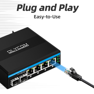 Mini 6 porte commutatore Gigabit Ethernet POE commutatore din rail 2 sfp+ 4 RJ45 DC48-52V doppio ingresso di potenza