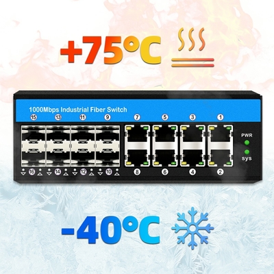 16 porte Gigabit POE switch supporto af/at/bt switch Ethernet din-rail per il sistema CCTV