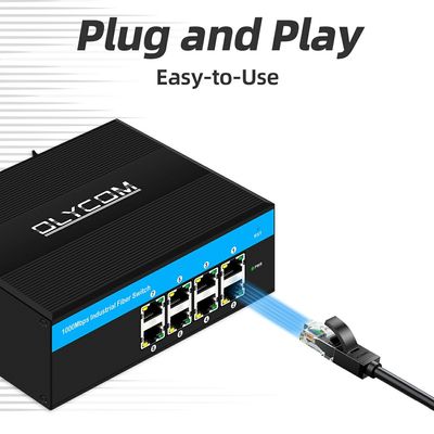 E-Mark 8 Port Gigabit Industrial Ethernet Switch per la rete dei veicoli e l'automazione industriale