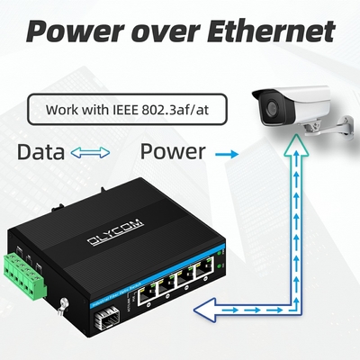 5 porte Gigiabit Outdoor Poe Switch Mini Industrial Fiber Switch IP40 Din Rail Switch
