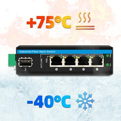 5 porte Gigiabit Outdoor Poe Switch Mini Industrial Fiber Switch IP40 Din Rail Switch
