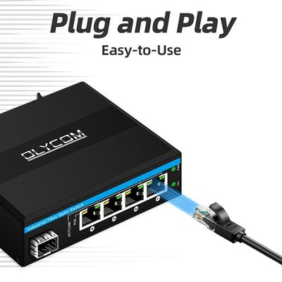5 porte Gigabit Outdoor Poe Switch Mini Industrial Fiber Switch IP40 Din Rail Switch