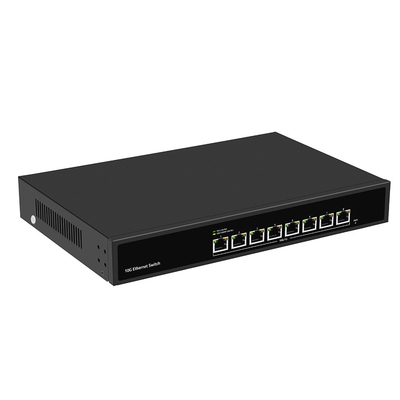 8 porte 10G Ethernet Switch velocità di rilevamento automatico non gestito Single AC Input Fanless