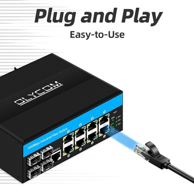 Interruttore Gigabit gestito con 12 porte 4SFP+8RJ45 DIN-Rail doppio ingresso di potenza
