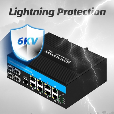Interruttore Gigabit gestito con 12 porte 4SFP+8RJ45 DIN-Rail doppio ingresso di potenza