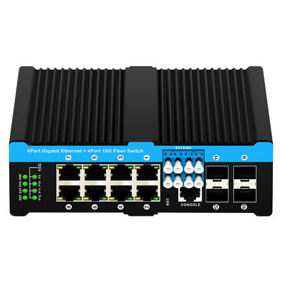 12 porte 10G L2/L3 gestito POE+ interruttore interruttore ottico 4*10G sfp +8 RJ45 din-rail Ethernet