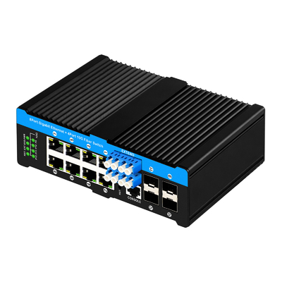 12 porte 10G L2/L3 gestito POE+ interruttore interruttore ottico 4*10G sfp +8 RJ45 din-rail Ethernet