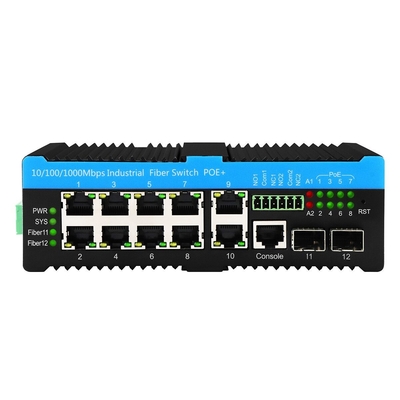 8 porte PoE Gigabit Ethernet Switch L2 gestito con ingresso DC48V e grado di protezione IP40