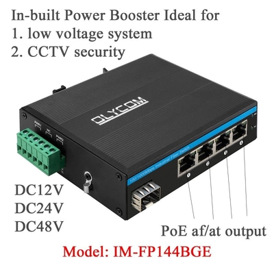 5 porte Industrial Poe Network Switch DC12/24/48V Input 1SFP+4RJ45 Gigabit Ethernet Switch