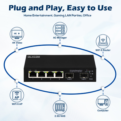 10g Ethernet switch non gestito 4 porte 2.5G Ethernet switch con 10G SFP + porte