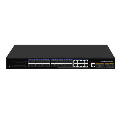 24 porte 10G L3 switch a fibra gestito con 8 Gigabit Combo SFP/RJ45 1U Rack 220V AC Input