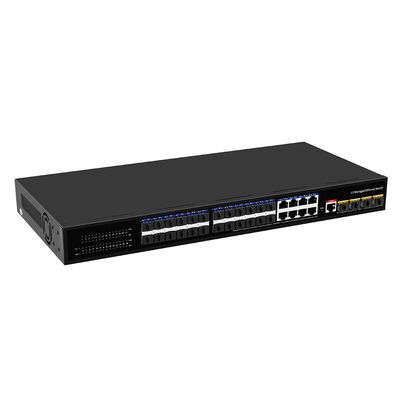 24 porte 10G L3 switch a fibra gestito con 8 Gigabit Combo SFP/RJ45 1U Rack 220V AC Input