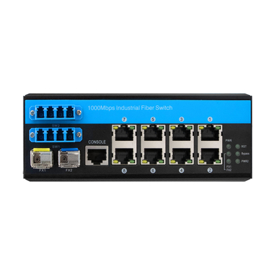 8 Port Industrial Bypass Managed Ethernet Switch 2.5G Protezione in fibra ottica Chip Vitesse