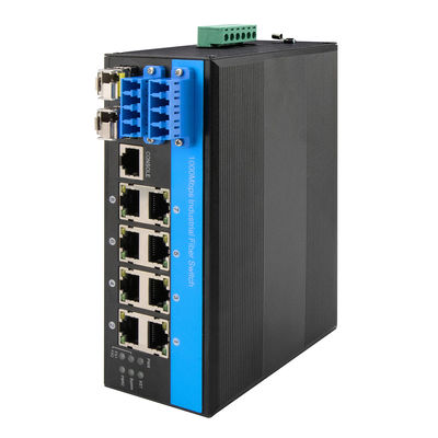 8 Port Bypass Managed Ethernet Switch 2.5G Protezione ottica industriale in fibra DIN montata