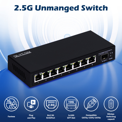 10G Ethernet Switch Switch di rete non gestito 8*2.5G RJ45+1*10G porte SFP