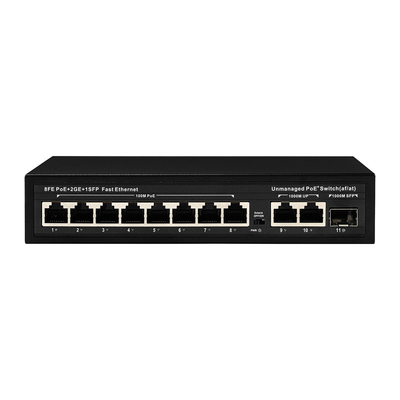 Interruttore PoE a 8 porte a raggio esteso 10/100M con consumo di 120W/150W e copertura di 250m
