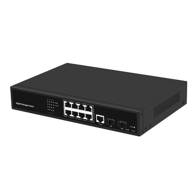 Switch di rete Gigabit gestito a 8 porte basato su Realtek, uplink in fibra SFP, ingresso CA, certificazione CE, senza ventola