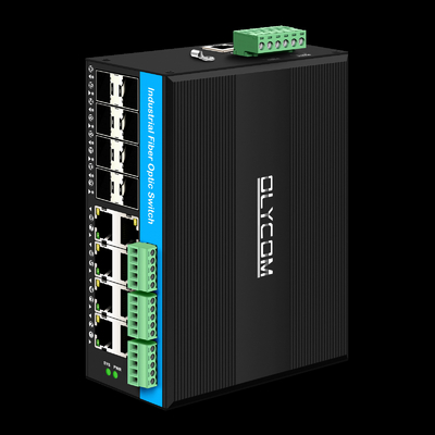 Gestione 16 porte Gigabit Poe Switch Din-rail Network Switch 8RJ45 + 8SFP con 4 * RS485 + 2 * CAN BUS