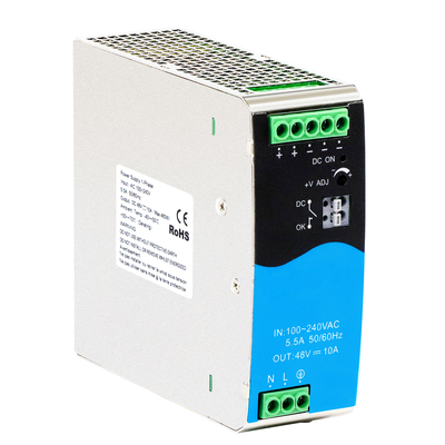 Fornitore di corrente DIN 480W 48V 10A Ampio ingresso AC/DC con PFC DC attivo OK