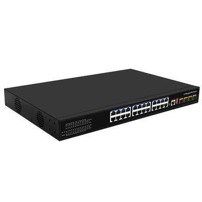 24 porte PoE Switch 10G Fiber300W Budget Console USB L3 Ingresso CA gestito