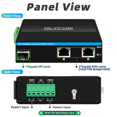 Mini convertitore a fibra ottica Industrial Ethernet Switch Poe Switch DC48V Input