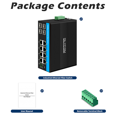 8 porte Gigabit POE switch switch Ethernet industriale 4SFP+8RJ45 DC48V doppio ingresso di potenza