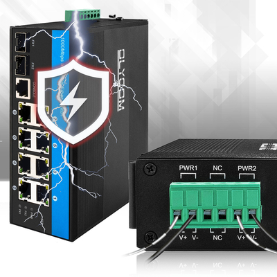 8 porte di interruttore Ethernet industriale livello 2 interruttore gestito DC12/24/48V doppio ingresso di potenza