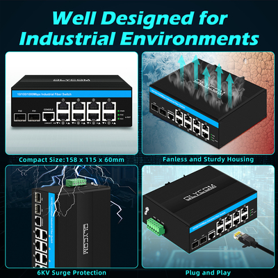 8 porte Gigabit Managed Poe Switch Industrial Ethernet Switch con 2SFP+8 RJ45