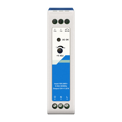 12V Din Fornitore di alimentazione di plastica 1.67A 20W AC/DC Input CE UL Listed Industrial Grade