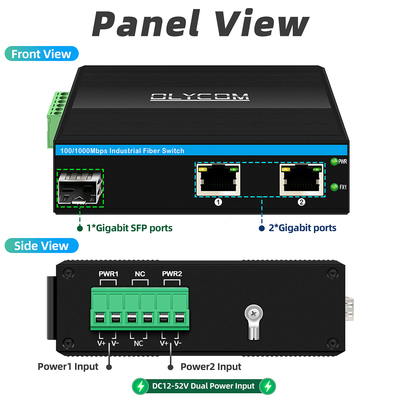 Gigabit Fiber Optical Converter Din Network Switch DC12-52V doppio ingresso di potenza