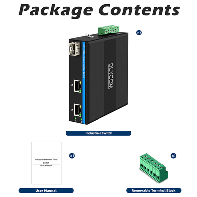 Gigabit Fiber Optical Converter Din Network Switch DC12-52V doppio ingresso di potenza